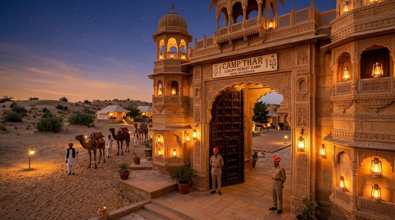 Camp Thar Osian Illuminated Royal Gate Entrance