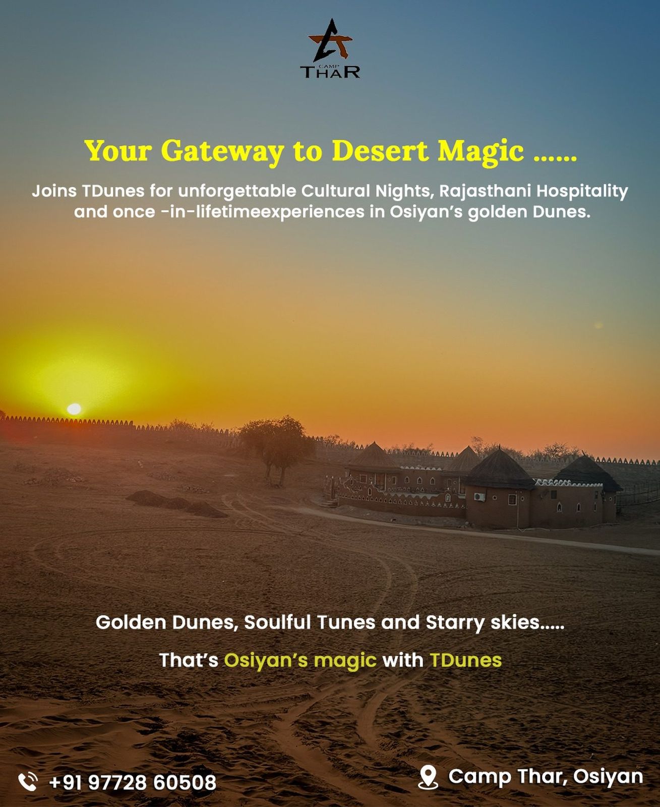 Camp Thar Osian Sunset Dunes and Dhani Living
